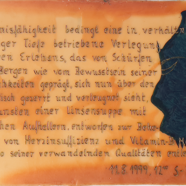 Künstler Erlebnisfähigkeit Ölfarben auf Wachs auf Plexiglasstafel Schätzwert: 800 €- 1200 €